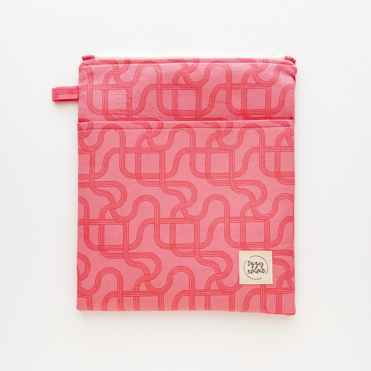 BOOK SLEEVE - KINDLE/IPAD MINI/BOOK ZIPPER POUCH - ABSTRACT PINK
