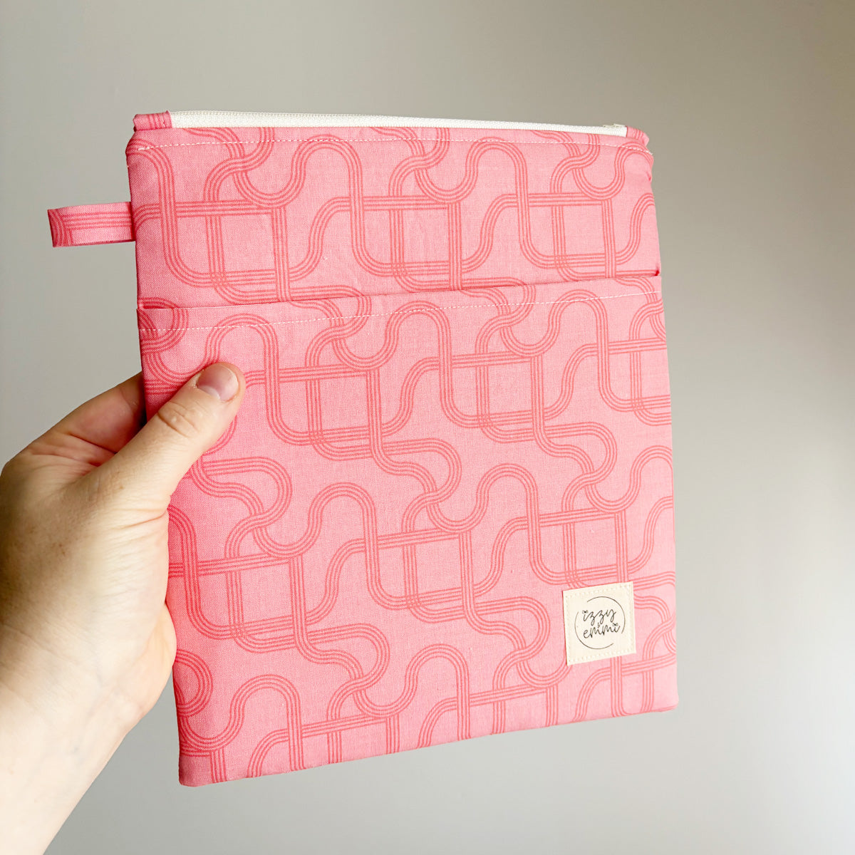 BOOK SLEEVE - KINDLE/IPAD MINI/BOOK ZIPPER POUCH - ABSTRACT PINK