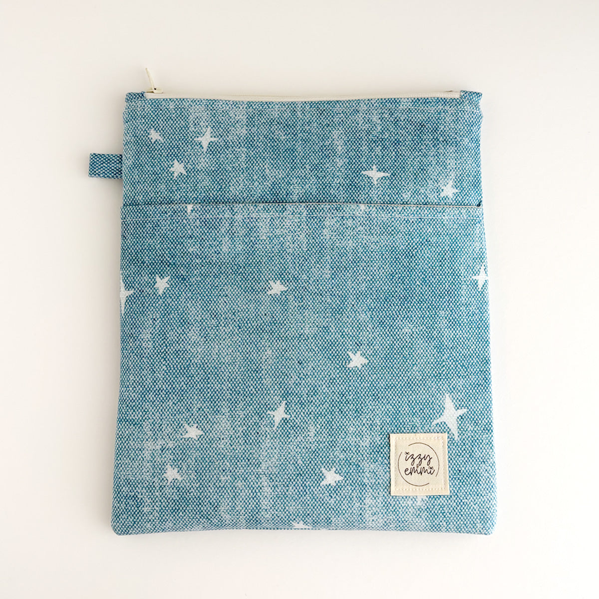 BOOK SLEEVE - KINDLE/IPAD MINI/BOOK ZIPPER POUCH - BLUE STARS