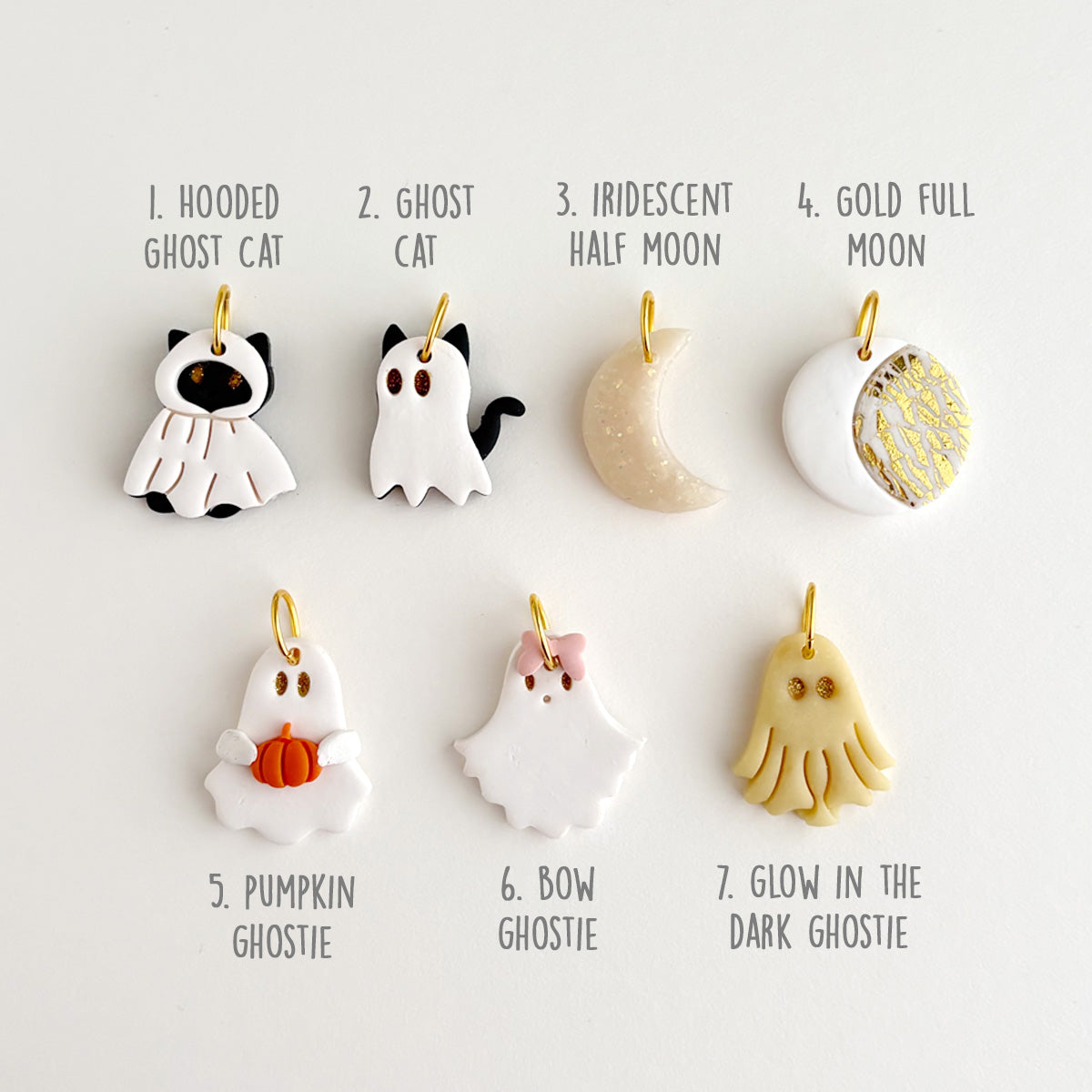 POLYMER KEYCHAINs + BAG CHARMS - GLOW IN THE DARK GHOSTIE