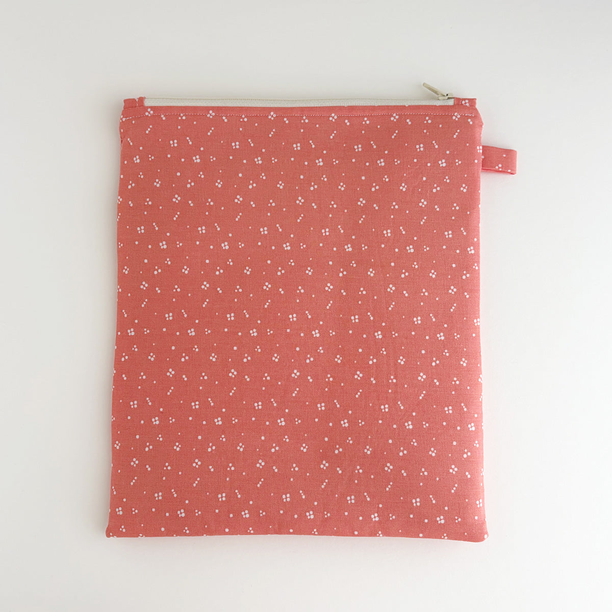 BOOK SLEEVE - KINDLE/IPAD MINI/BOOK ZIPPER POUCH - CORAL ABSTRACT