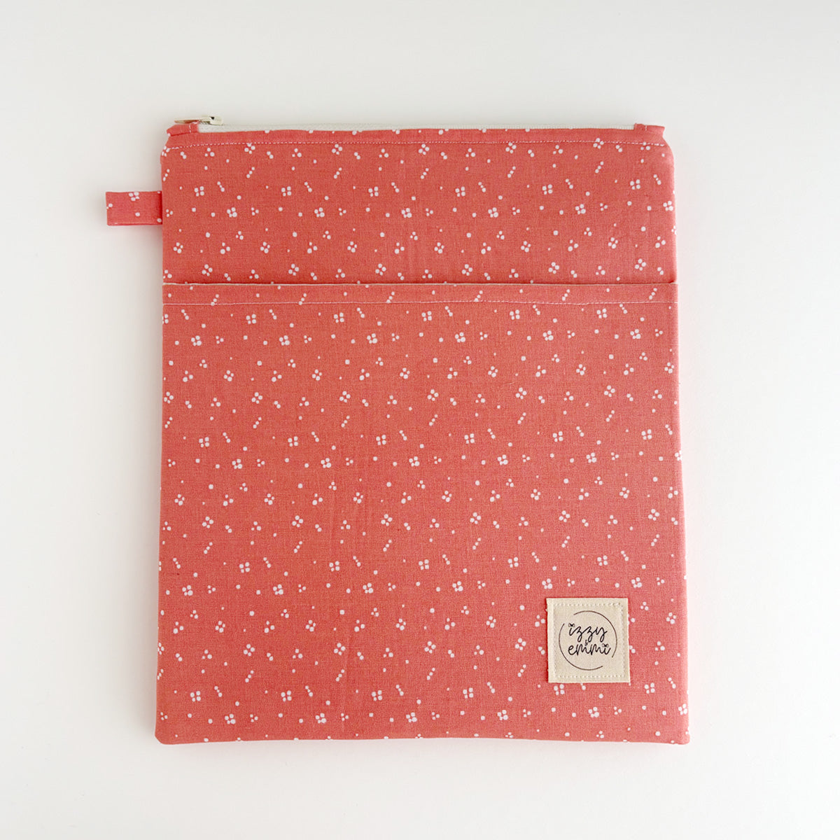 BOOK SLEEVE - KINDLE/IPAD MINI/BOOK ZIPPER POUCH - CORAL ABSTRACT