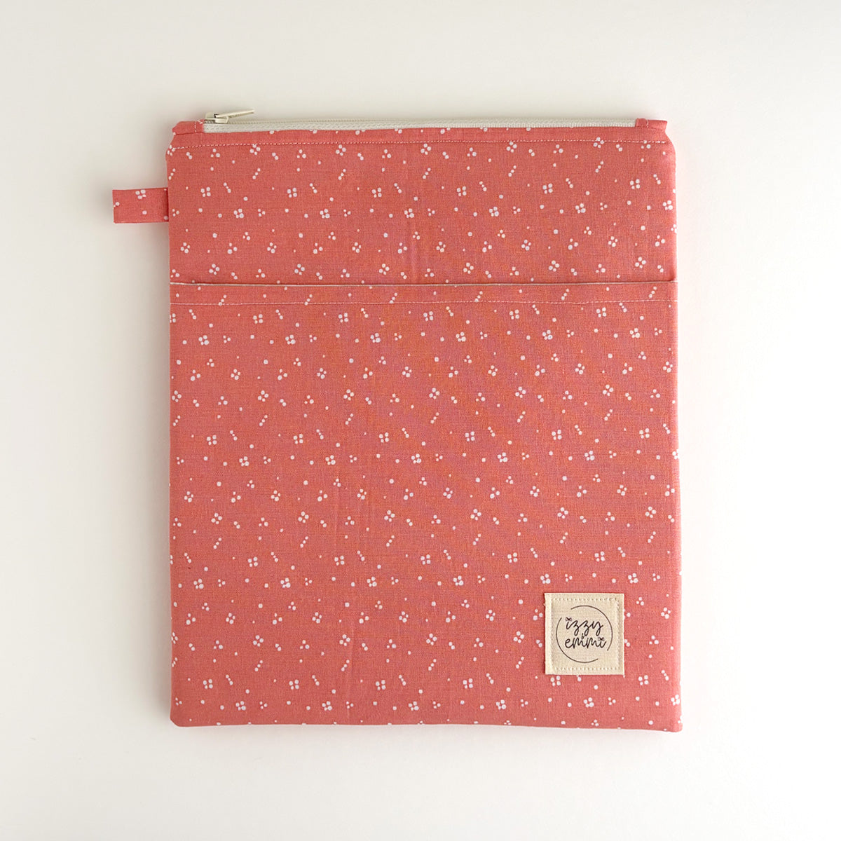 BOOK SLEEVE - KINDLE/IPAD MINI/BOOK ZIPPER POUCH - CORAL ABSTRACT