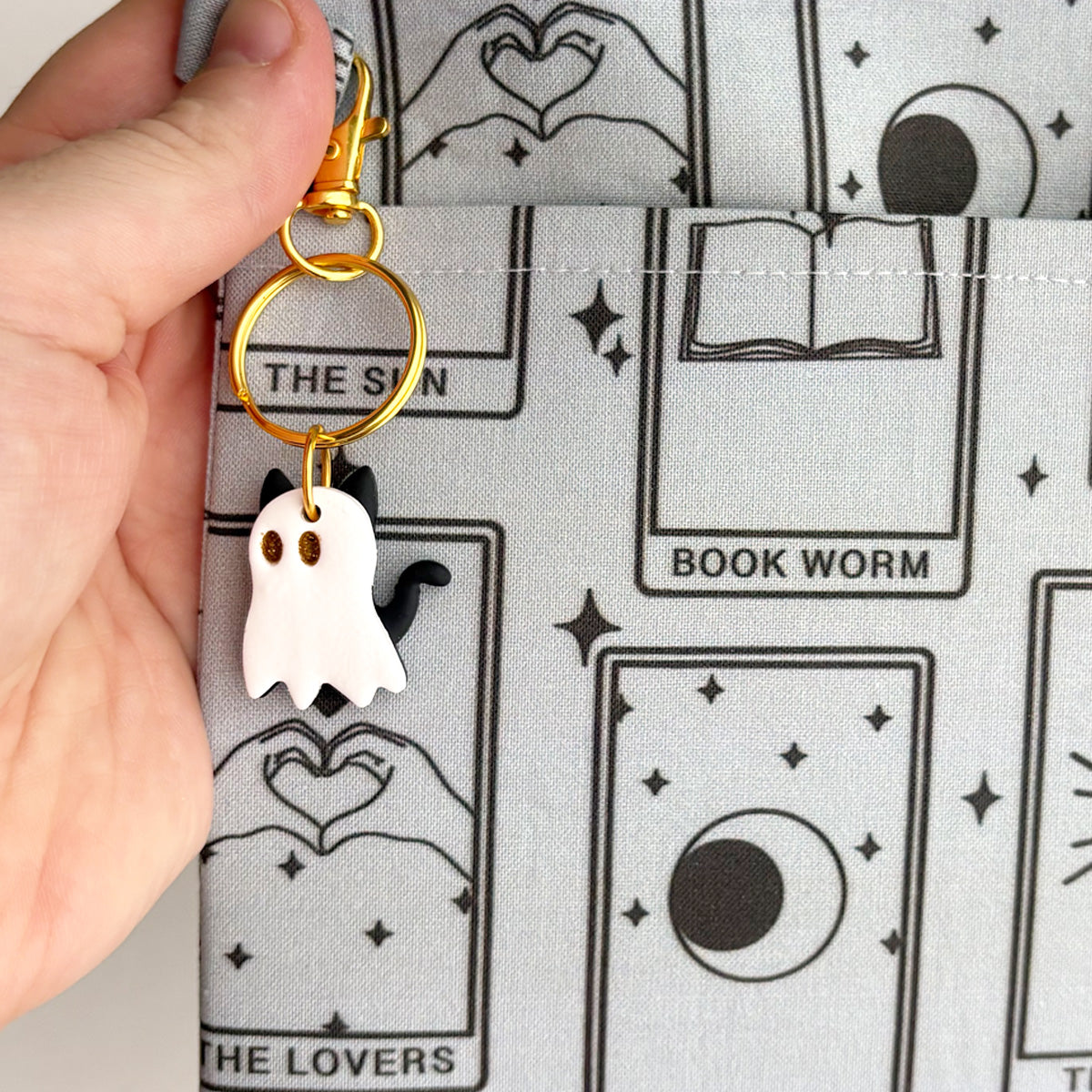 POLYMER KEYCHAINs + BAG CHARMS - GHOST CAT