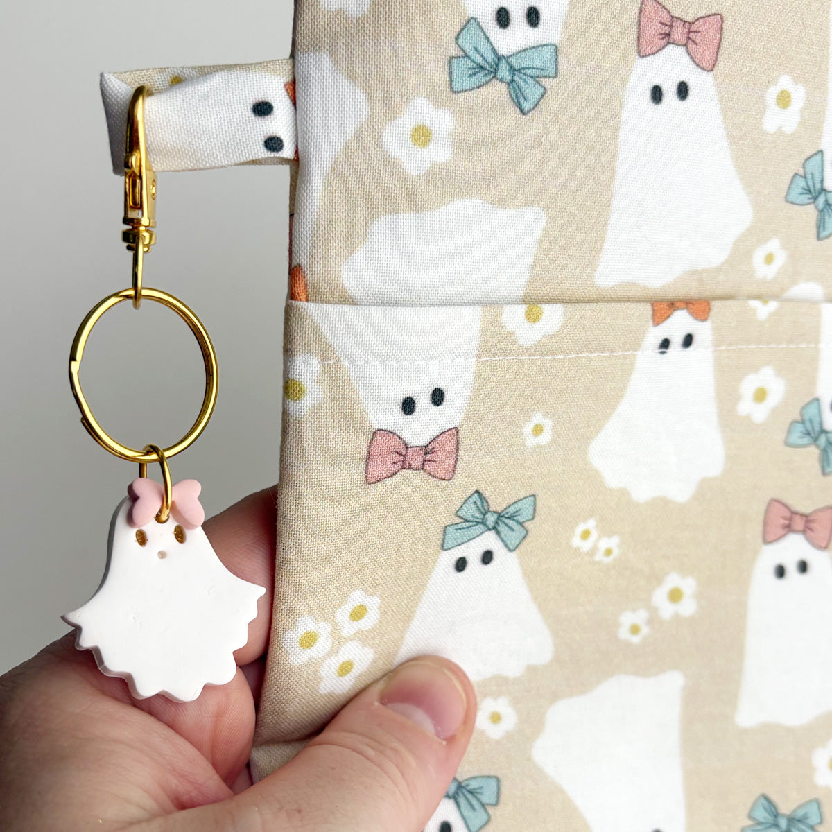 POLYMER KEYCHAINs + BAG CHARMS - BOW GHOSTIE