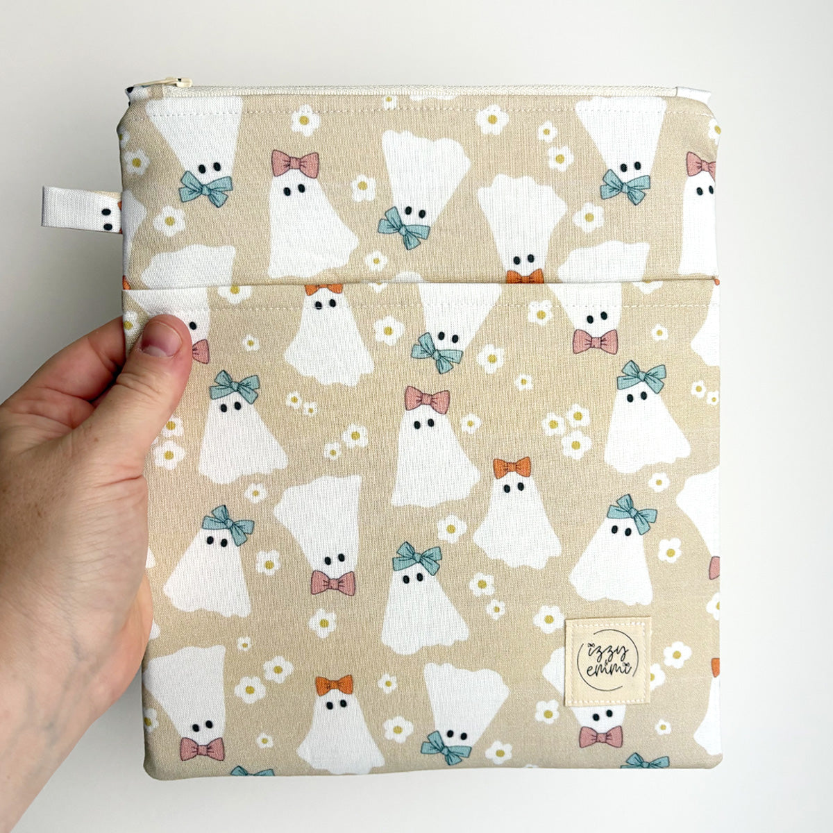 BOOK SLEEVE - KINDLE/IPAD MINI/BOOK ZIPPER POUCH - BOW GHOSTS