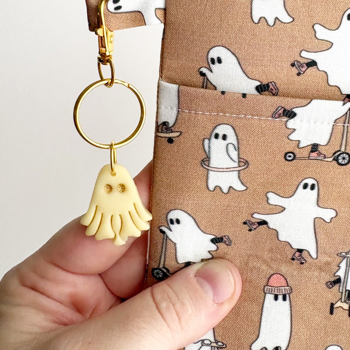 POLYMER KEYCHAINs + BAG CHARMS - GLOW IN THE DARK GHOSTIE