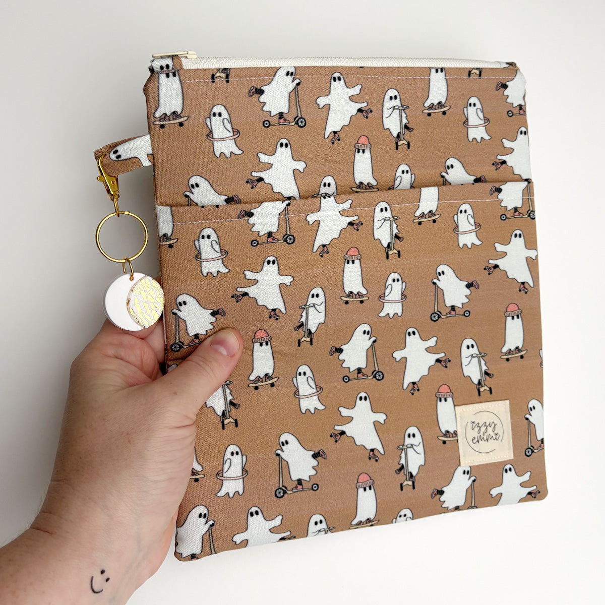 POLYMER KEYCHAINs + BAG CHARMS - GOLD FULL MOON
