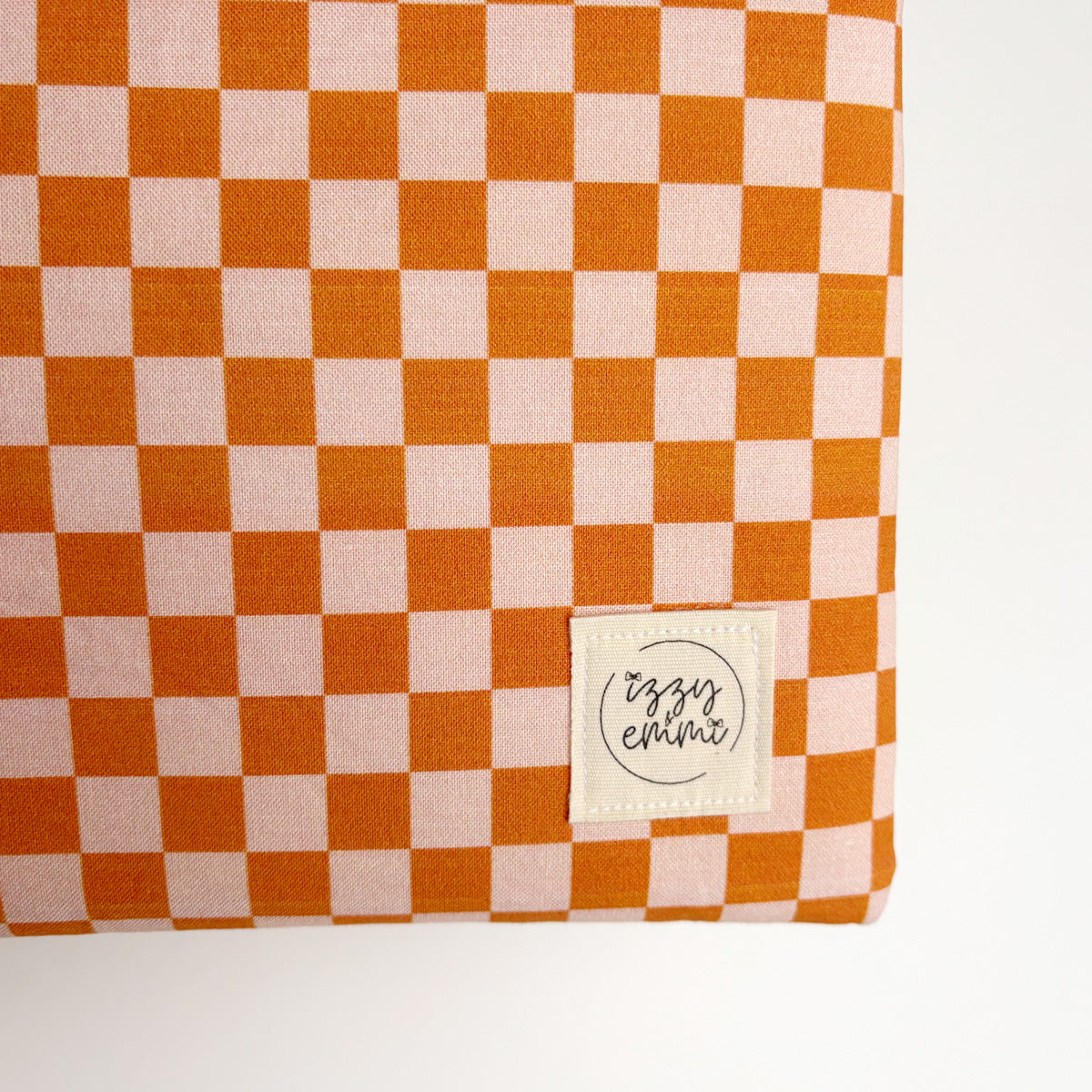 BOOK SLEEVE - KINDLE/IPAD MINI/BOOK ZIPPER POUCH - PINK + ORANGE CHECKS