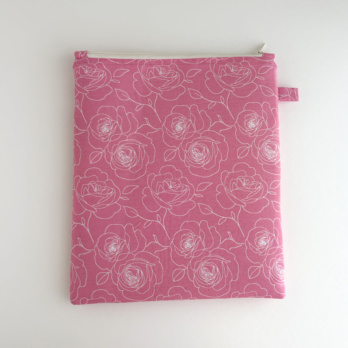 BOOK SLEEVE - KINDLE/IPAD MINI/BOOK ZIPPER POUCH - PINK FLORAL