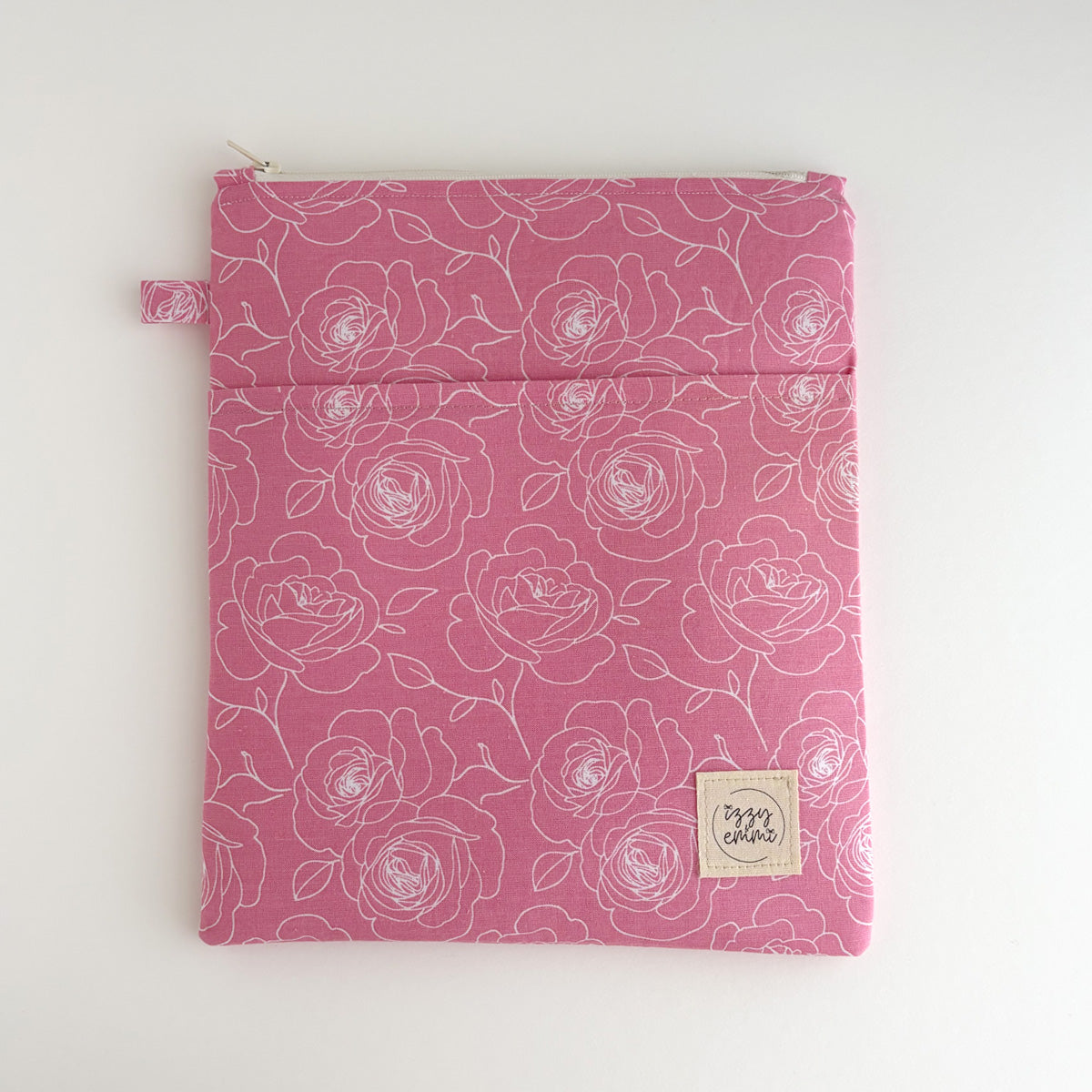 BOOK SLEEVE - KINDLE/IPAD MINI/BOOK ZIPPER POUCH - PINK FLORAL