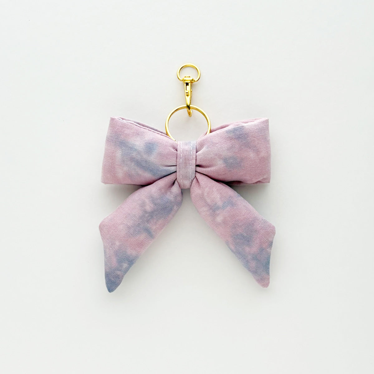 PUFFY BOW KEYCHAIN - PINK/BLUE TIE DYE