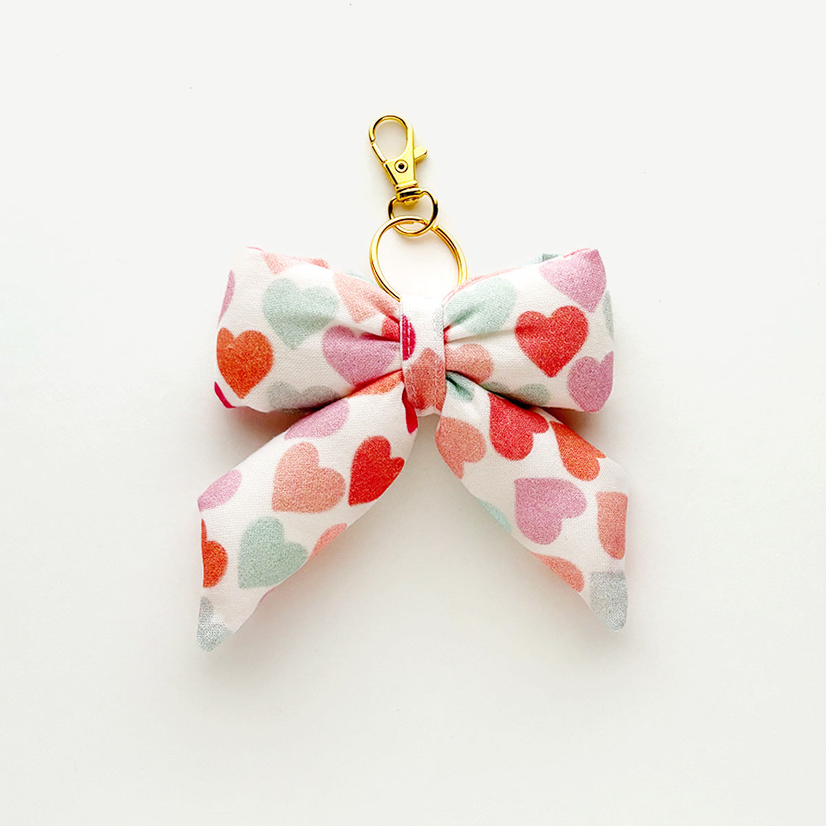 PUFFY BOW KEYCHAIN - HEARTS