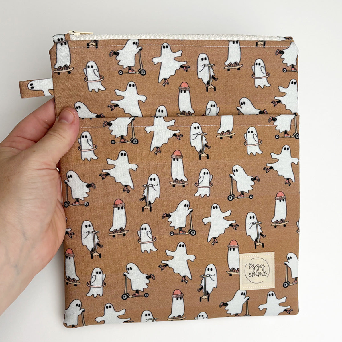 BOOK SLEEVE - KINDLE/IPAD MINI/BOOK ZIPPER POUCH - SKATER GHOSTS