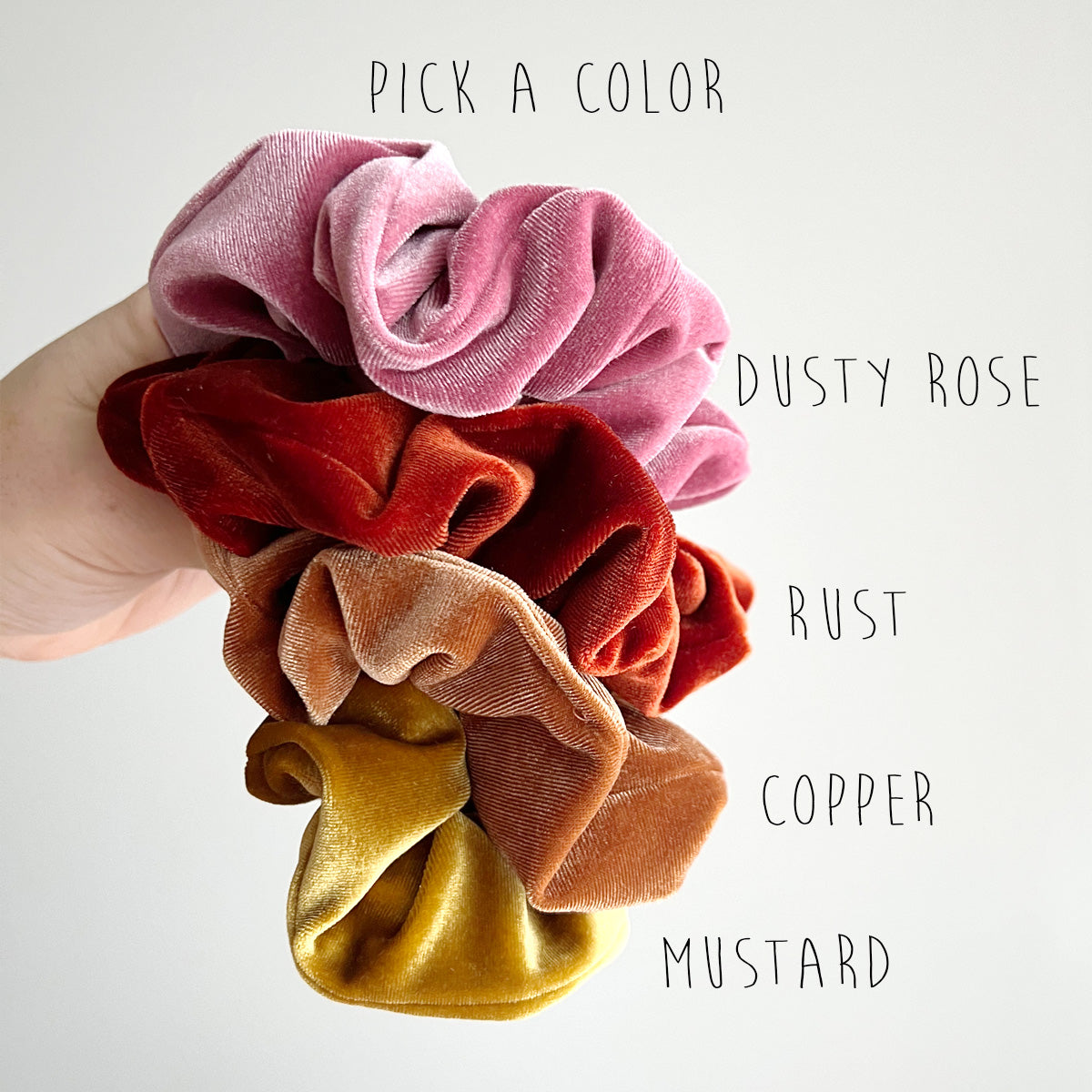 VELVET SCRUNCHIES - 4 COLOR OPTIONS