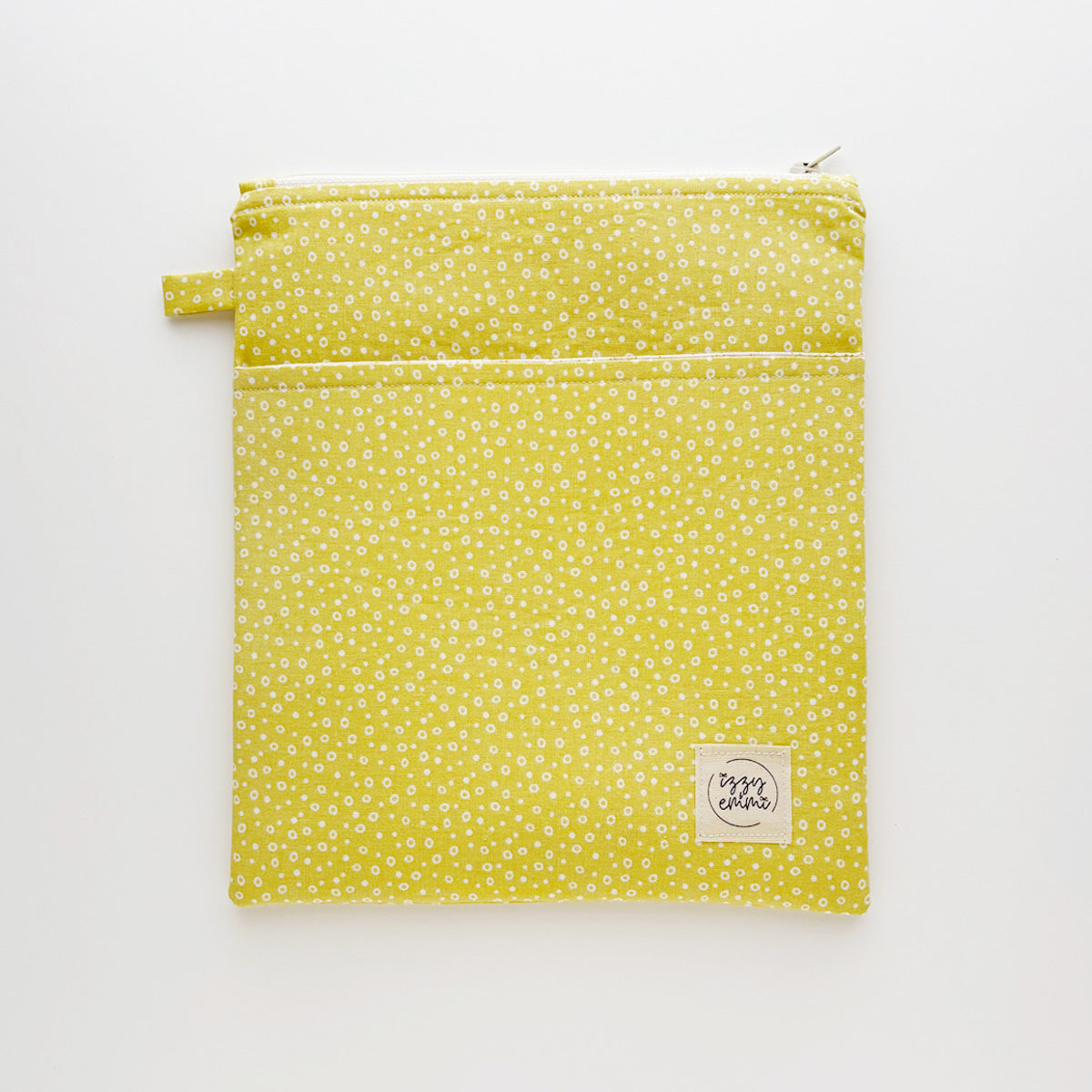 BOOK SLEEVE - KINDLE/IPAD MINI/BOOK ZIPPER POUCH - YELLOW CIRCLES