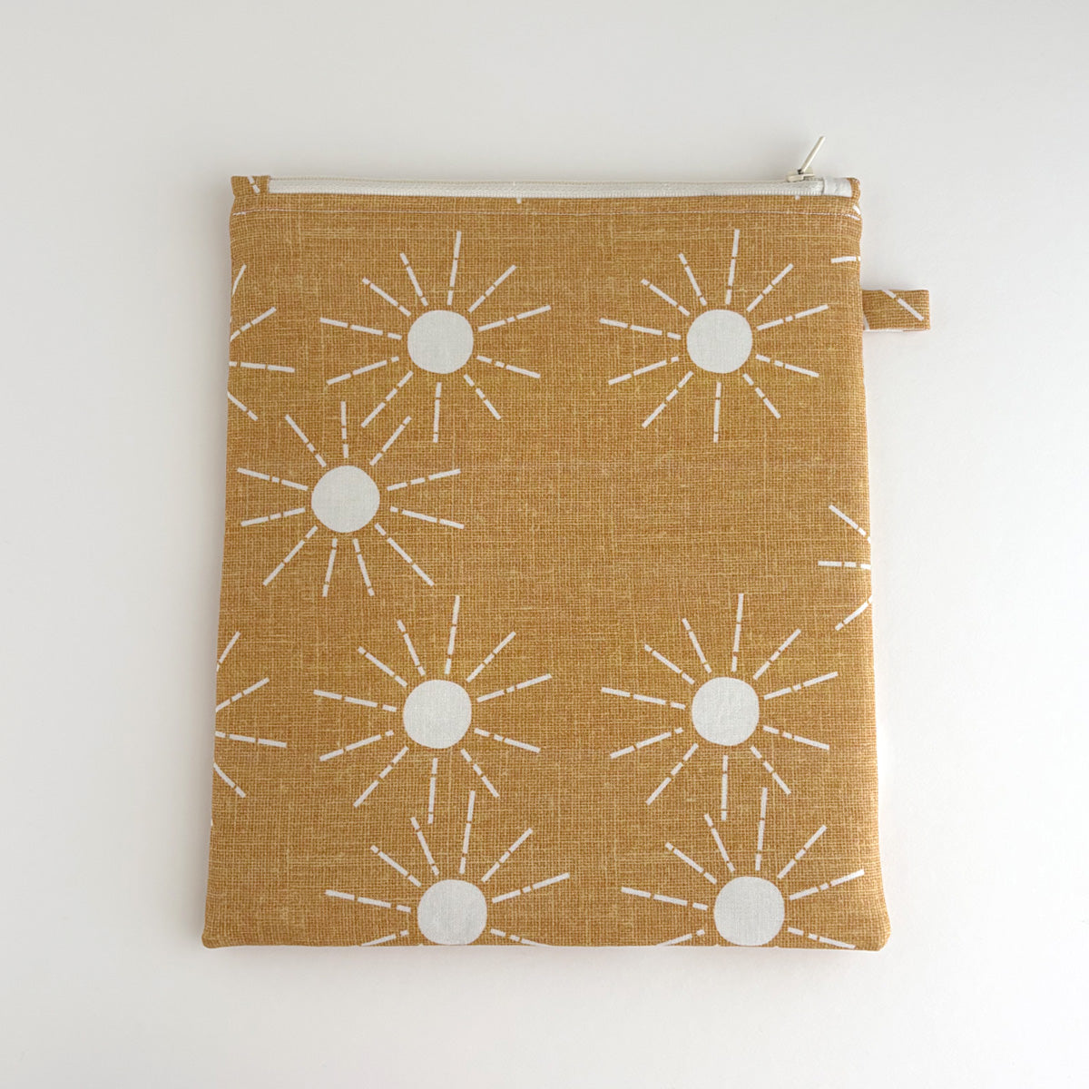 BOOK SLEEVE - KINDLE/IPAD MINI/BOOK ZIPPER POUCH - YELLOW SUNS
