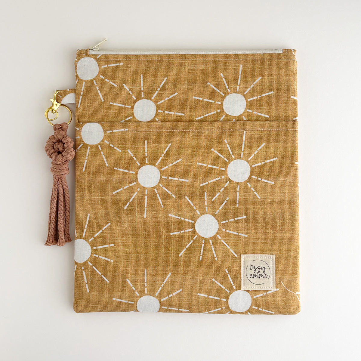 BOOK SLEEVE - KINDLE/IPAD MINI/BOOK ZIPPER POUCH - YELLOW SUNS